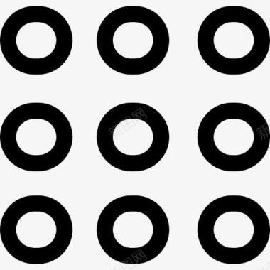 圆形轮廓的九个按钮图标图标