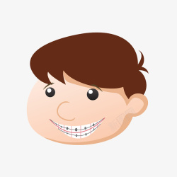 卡通带牙套的男孩微笑头像插画免素材
