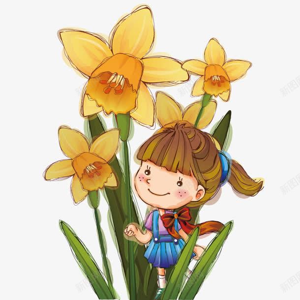 女孩在花丛中png免抠素材_88icon https://88icon.com 创意 女孩 手绘 插画 花 花丛