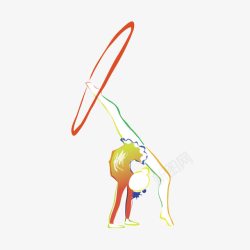 彩色艺术体操运动员彩带圈素材