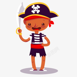 卡通万圣节海盗装扮人物矢量图素材