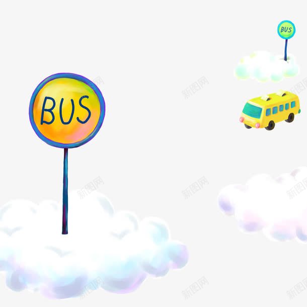 卡通bus指示牌png免抠素材_88icon https://88icon.com BUS 公交指示牌 公交车 卡通公交