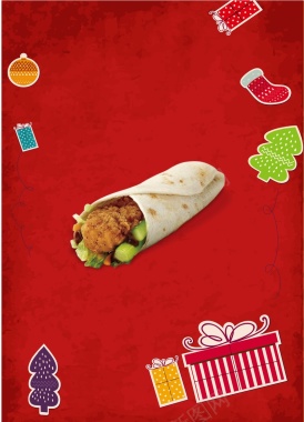 老北京鸡肉卷美食海报背景模板矢量图背景