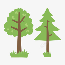 卡通夏天绿色的树木树林矢量图素材