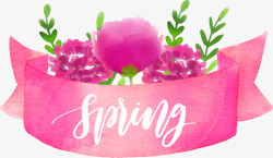春天粉色水彩花朵素材