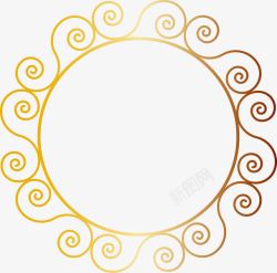 金色圆形伊斯兰花纹素材