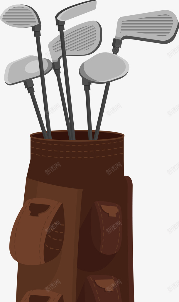 褐色高尔夫背包png免抠素材_88icon https://88icon.com 卡通 扁平化 矢量图案 褐色 运动用品 高尔夫背包