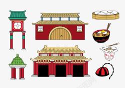 对称中国古典建筑素材