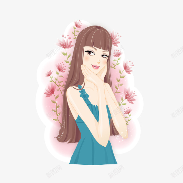 时尚美女矢量图ai免抠素材_88icon https://88icon.com 时尚 美女 花朵 矢量图