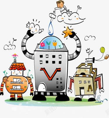 手绘机器人创意风格人物png免抠素材_88icon https://88icon.com 人物 创意 机器人 风格