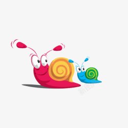 两只彩色的小蜗牛卡通素材