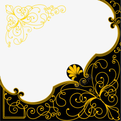 手绘金色花纹边框矢量图素材