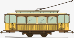 手绘复古电车矢量图素材