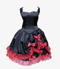 黑色吊带花朵装饰裙子素材