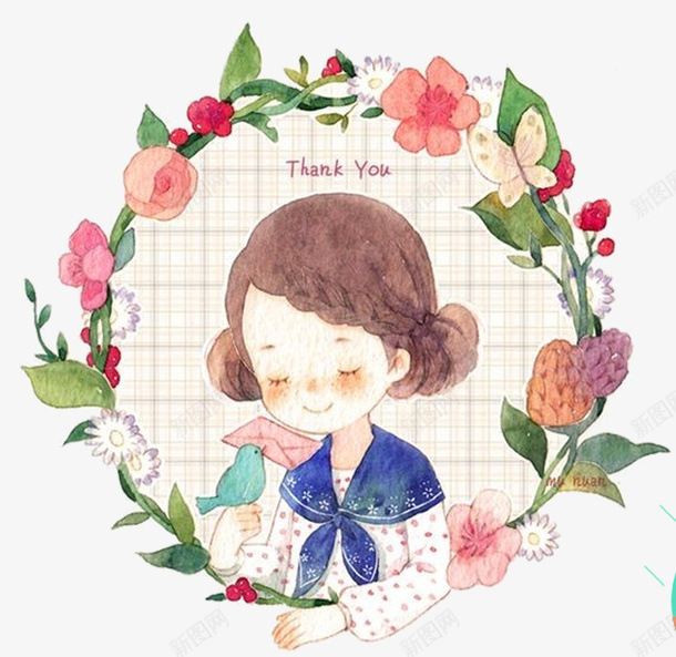 手绘花纹女孩矢量图eps免抠素材_88icon https://88icon.com 免费png素材 女孩 插画 花纹 边框 矢量图