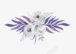 手绘精美紫色水彩花朵素材