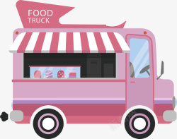 粉色的快餐车矢量图素材
