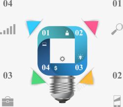 方形灯炮信息图表素材