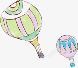 手绘彩色热气球插画素材