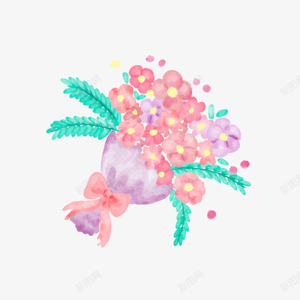 水彩绘红色花束png免抠素材_88icon https://88icon.com 一束花 卡通花束 水彩绘花束 红色花朵 背景装饰