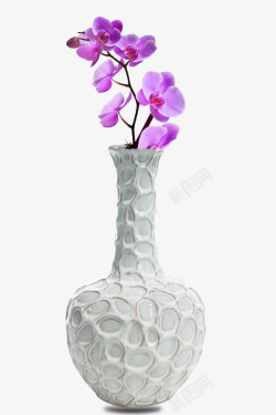 白色鹅卵石细长花瓶素材