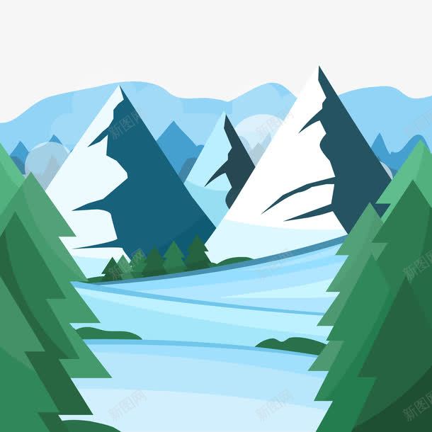 冬季山林风景png免抠素材_88icon https://88icon.com 冬季 山丘 树林 雪景