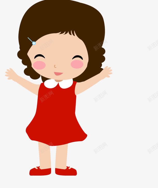 卡通穿红裙子女孩png免抠素材_88icon https://88icon.com 儿童 卡通人物 卡通女孩 可爱女孩 女孩 扁平化 红裙子