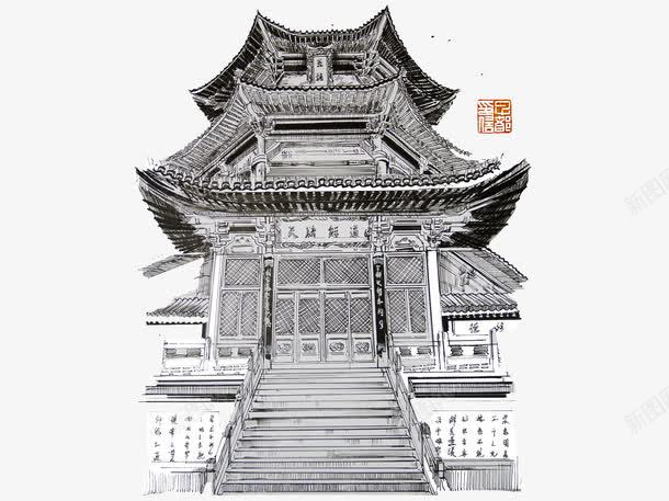 手绘皇宫建筑png免抠素材_88icon https://88icon.com 建筑 手绘 插画 皇宫 素描