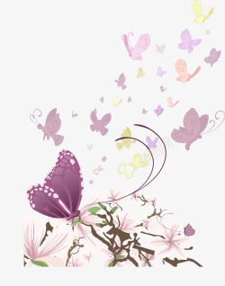 花朵蝴蝶时尚动物插画矢量图素材