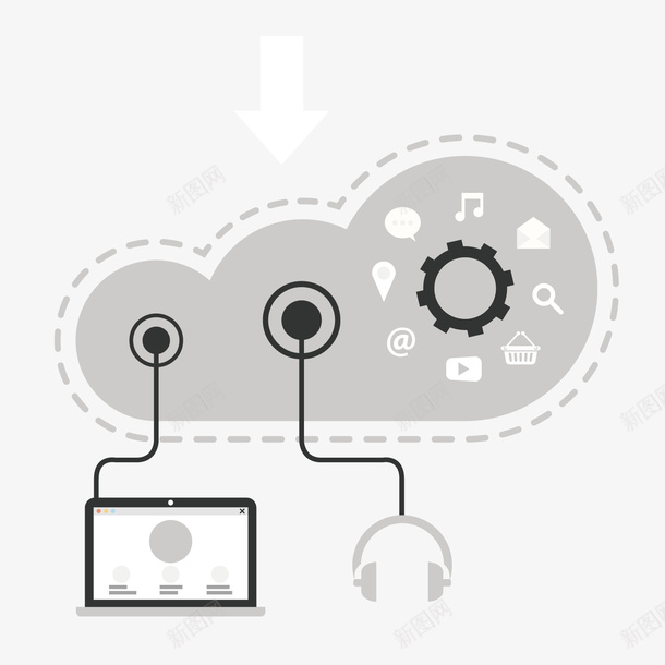 灰色圆弧虚线科技云矢量图ai免抠素材_88icon https://88icon.com 云 商务 圆弧 灰色 科技 耳机 虚线 设置 连接 链接 矢量图