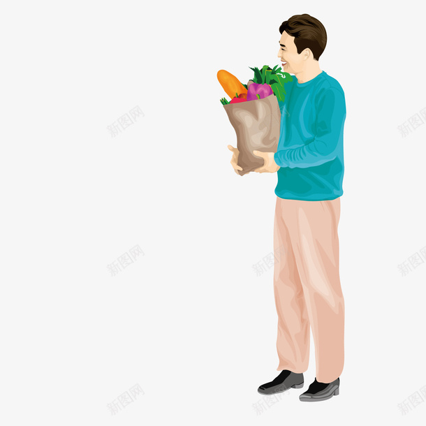 抱着蔬菜的男人矢量图ai免抠素材_88icon https://88icon.com 买菜 男人 蔬菜 矢量图
