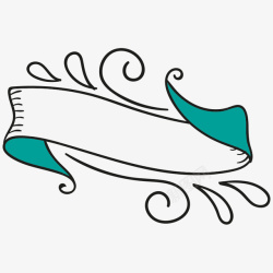 卡通黑色线条彩带素材