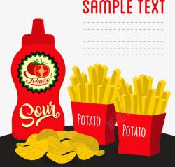 薯片广告素材番茄酱食物插画高清图片