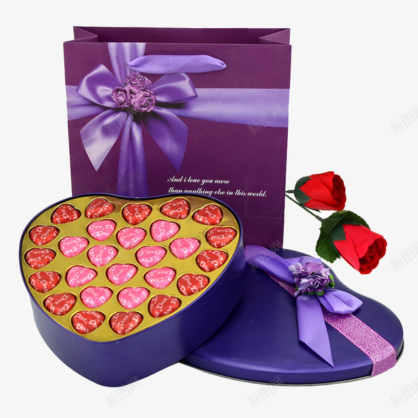 心形巧克力png免抠素材_88icon https://88icon.com 产品实物 盒装 紫色 零食