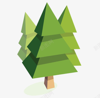 创意雪花树立体创意绿色树图标图标