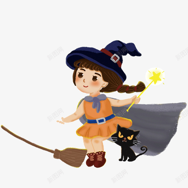 可爱卡通女巫psd免抠素材_88icon https://88icon.com 万圣节 卡通 可爱 女巫