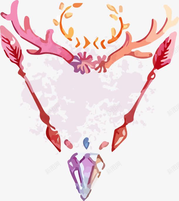 水彩鹿角图案png免抠素材_88icon https://88icon.com 卡通手绘 民族风 水彩 清新 矢量图案 鹿角
