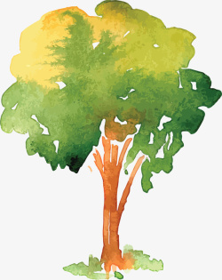 创意水彩树木装饰插画素材