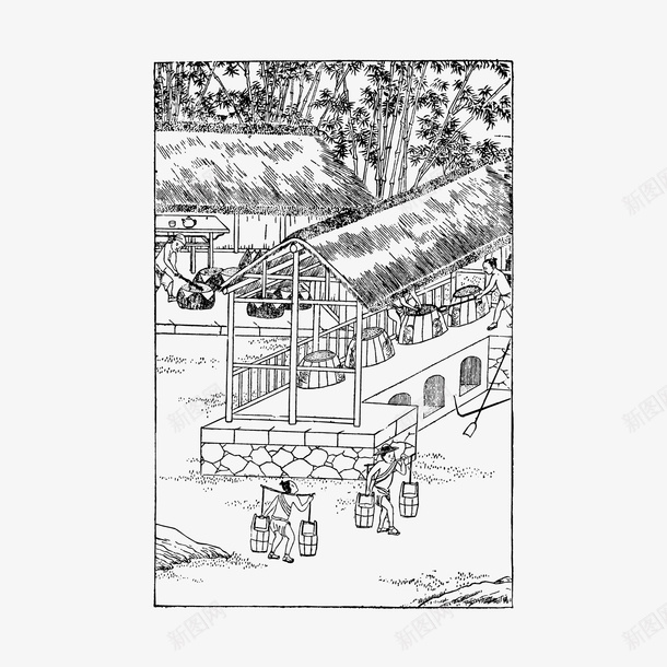 手绘茅草屋矢量图ai免抠素材_88icon https://88icon.com 中国风 插画 文化 矢量图