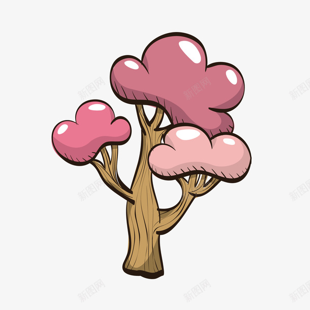 卡通树矢量图ai免抠素材_88icon https://88icon.com 创意 树木 植物 粉色 自然 设计 矢量图