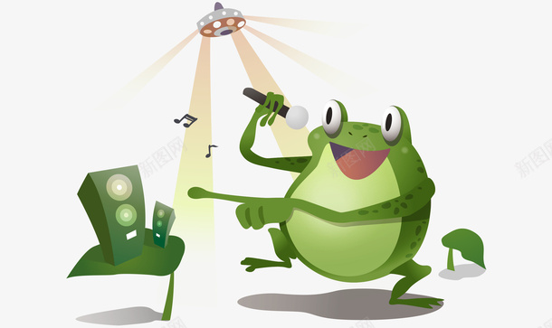 卡通可爱唱歌小青蛙矢量图ai免抠素材_88icon https://88icon.com 卡通的小青蛙 可爱的青蛙 唱歌的青蛙 矢量的动物 矢量图