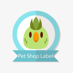 绿色鸟宠物店标签矢量图素材