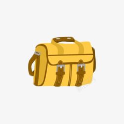 黄色卡通手提行李箱包素材