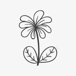 手绘黑白花卉装饰素材