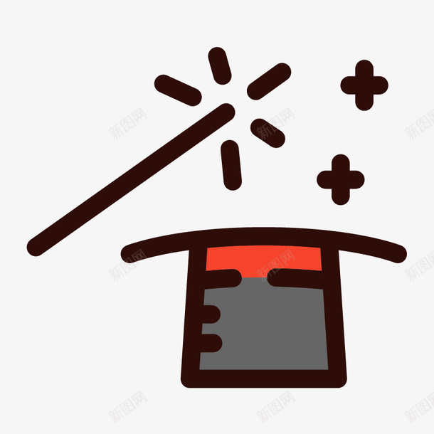 手绘魔术棒png免抠素材_88icon https://88icon.com 帽子 手绘画 矢量装饰 装饰 装饰画 魔术