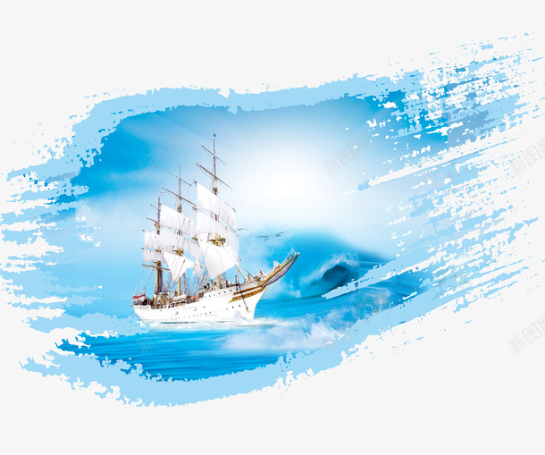 海洋里行驶的船png免抠素材_88icon https://88icon.com PNG素材 海洋 蓝色 轮船