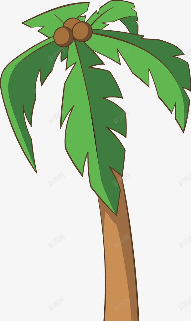 高大椰子树矢量图ai免抠素材_88icon https://88icon.com 创意 叶子 手绘 椰子 椰子树 绿叶 绿色 矢量图
