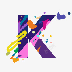 艺术彩色字母K矢量图素材