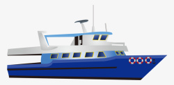 蓝色卡通手绘大型轮船矢量图素材