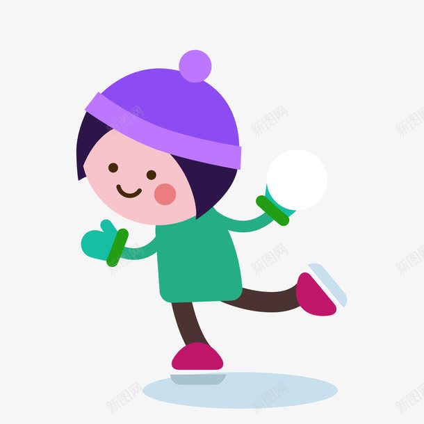 玩雪小朋友png免抠素材_88icon https://88icon.com 扁平 打雪仗 滑冰 玩雪